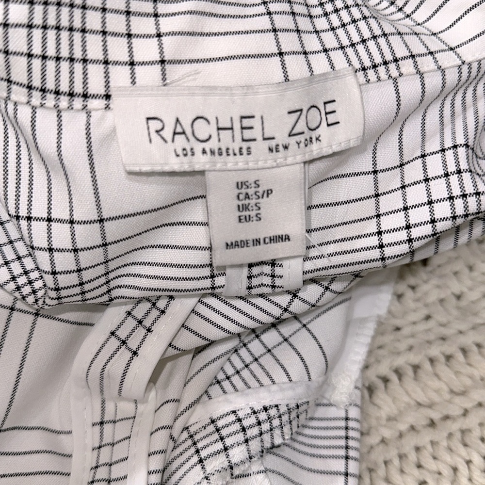 Rachel Zoe white & black plaid jacket size small with pockets - Picture 6 of 8